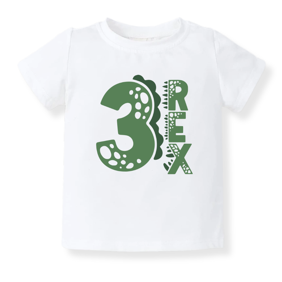 3 Rex Dinosaur Tshirt Kids Tee Toddler Shirt Jurassic Dino Graphic Tee Boys Girls Dinosaur Themed Kids Clothing 3rd Birthday I'm Three 3 years Old Birthday Gift Third Birthday gift Baby Boy Tyrannosaurus