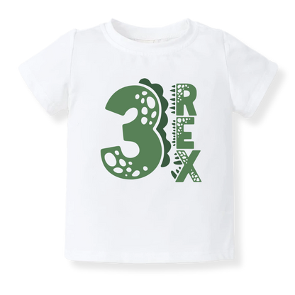 3 Rex Dinosaur Tshirt Kids Tee Toddler Shirt Jurassic Dino Graphic Tee Boys Girls Dinosaur Themed Kids Clothing 3rd Birthday I'm Three 3 years Old Birthday Gift Third Birthday gift Baby Boy Tyrannosaurus