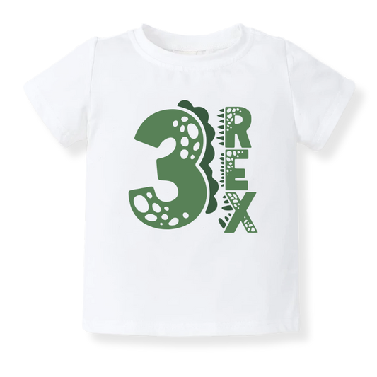3 Rex Dinosaur Tshirt Kids Tee Toddler Shirt Jurassic Dino Graphic Tee Boys Girls Dinosaur Themed Kids Clothing 3rd Birthday I'm Three 3 years Old Birthday Gift Third Birthday gift Baby Boy Tyrannosaurus