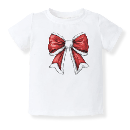 Red Bow Christmas Baby Bodysuit, Kids & Toddler T-Shirt – Xmas Outfit for Girls Shirt Cute Bow