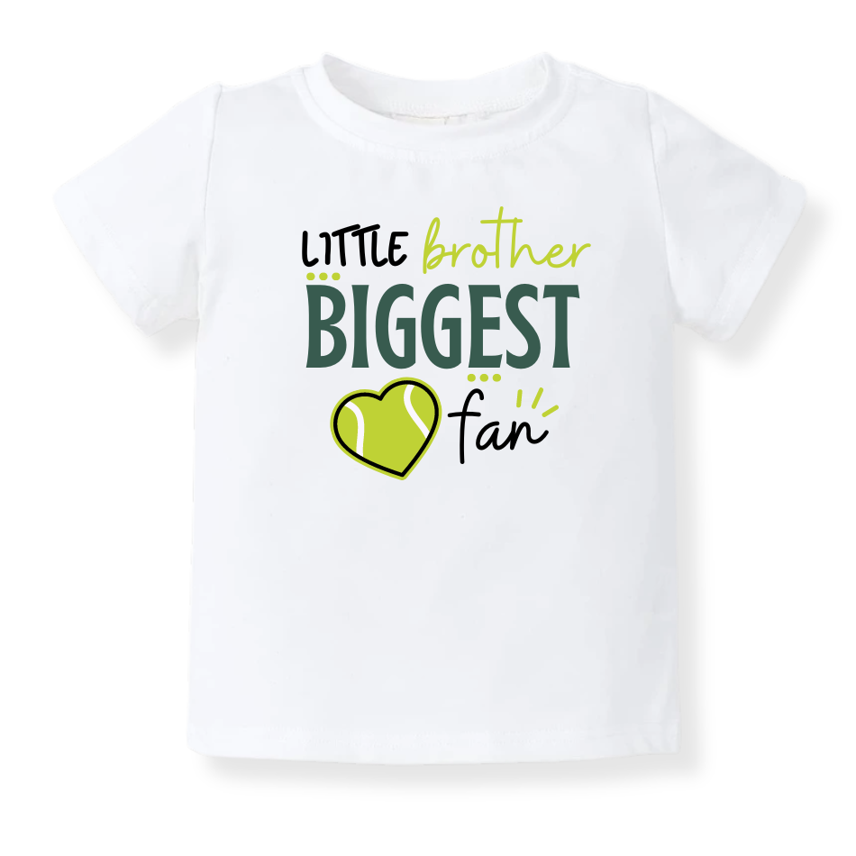 Little Brother Biggest Fan Tennis Shirt for Kids Toddler Tee Big Brother Shirt