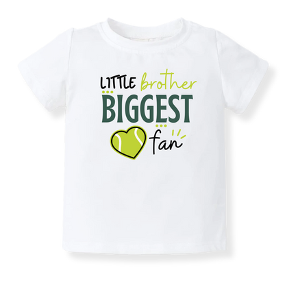 Little Brother Biggest Fan Tennis Shirt for Kids Toddler Tee Big Brother Shirt