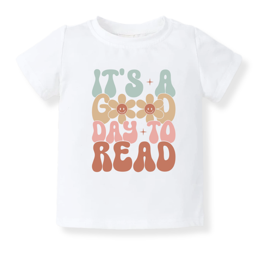 It's a Good Day to Read Retro Girl Tshirt, Inspirational Tee for Baby Girl Bodysuit, Retro Flower Shirt