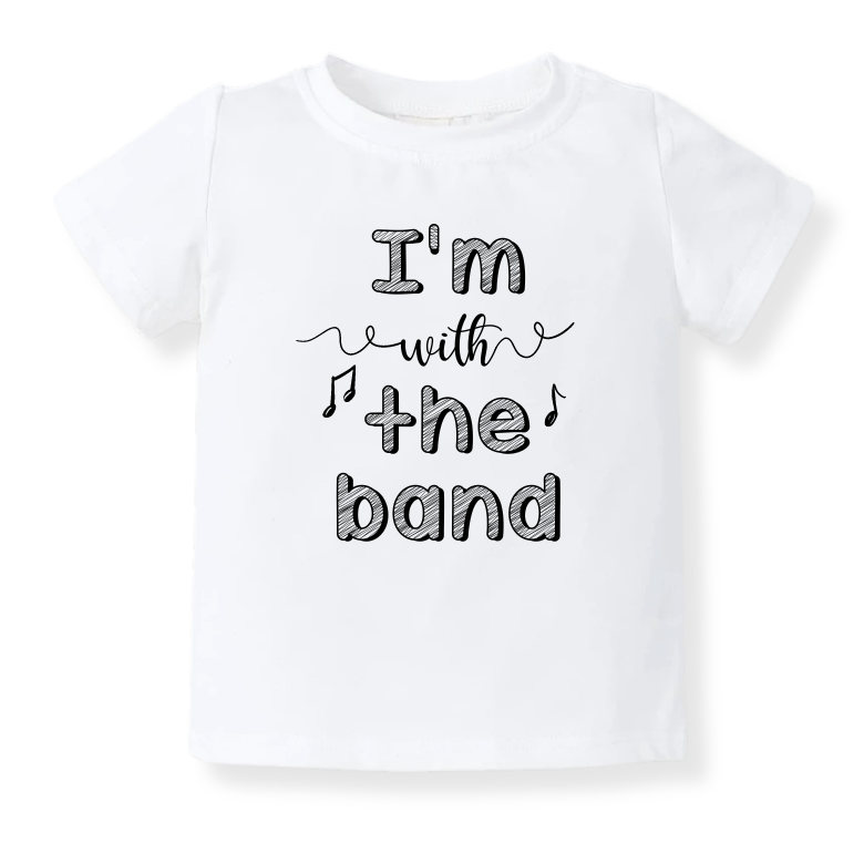 Baby Bodysuit, Kids & Toddler T-Shirt – 'I'm with the Band' Music Outfit Concert Baby Clothes for Boys, Girls