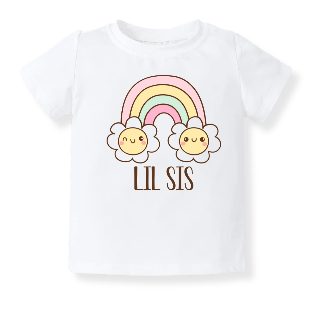 Lil Sis Baby Bodysuit, Flower Sister Matching Tshirt