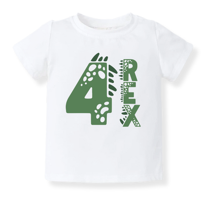 4 Rex Dinosaur Tshirt Kids Tee Toddler Shirt Jurassic Dino Graphic Tee Boys Girls Dinosaur Themed Kids Clothing 4th Birthday I'm Four 4 years Old Birthday Gift Fourth Birthday gift Baby Boy Tyrannosaurus