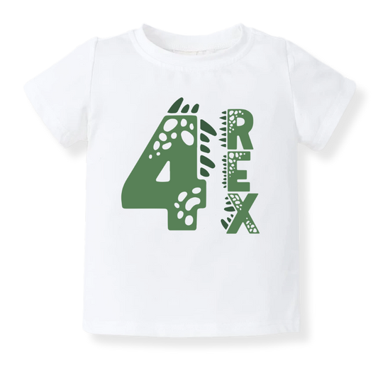 4 Rex Dinosaur Tshirt Kids Tee Toddler Shirt Jurassic Dino Graphic Tee Boys Girls Dinosaur Themed Kids Clothing 4th Birthday I'm Four 4 years Old Birthday Gift Fourth Birthday gift Baby Boy Tyrannosaurus