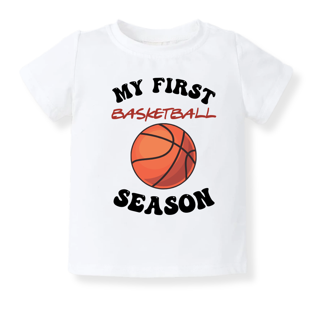 My First Basketball Season Baby Bodysuit, Kids & Toddler T-Shirt – Sport Baby Gift for Basketball Fans