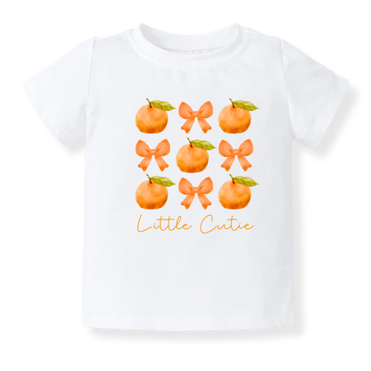 Little Cutie Baby Bodysuit with Cute Bows & Orange Design – Custom Baby Clothes, Unisex Newborn Gift, Kids & Toddler T-shirt