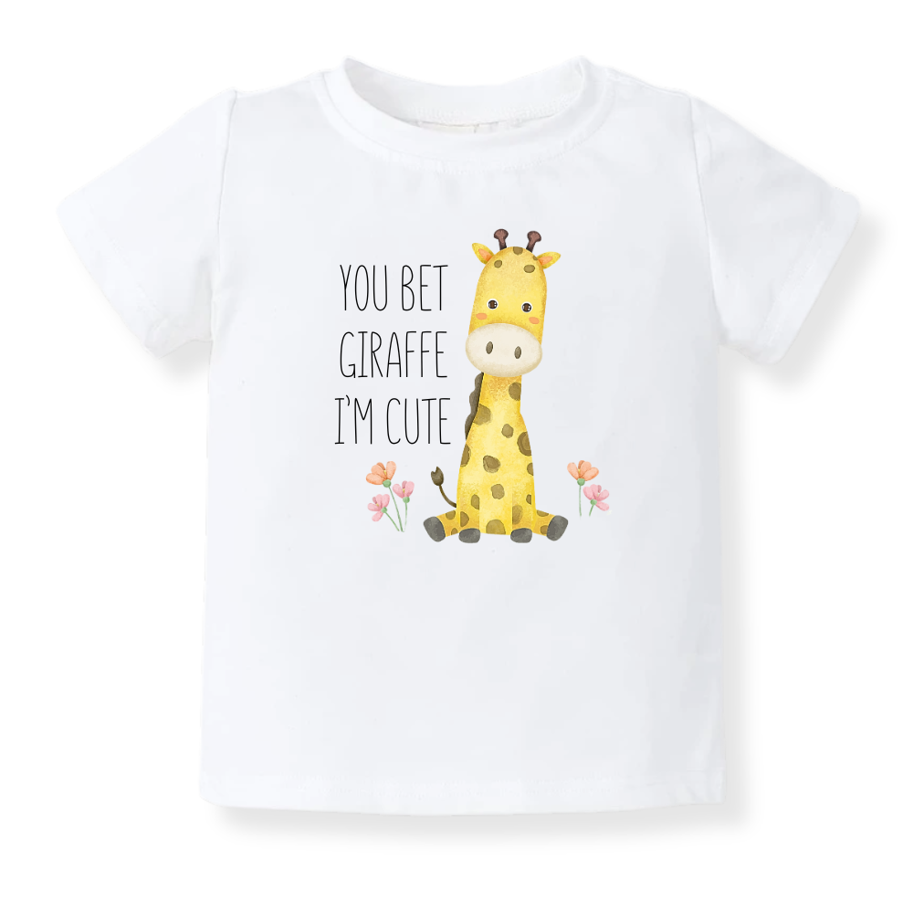 You Bet Giraffe I'm Cute Baby Bodysuit, Kids & Toddler T-Shirt – Funny Giraffe Animals Baby Clothes