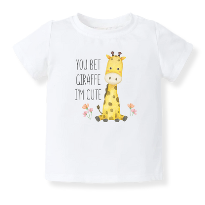 You Bet Giraffe I'm Cute Baby Bodysuit, Kids & Toddler T-Shirt – Funny Giraffe Animals Baby Clothes