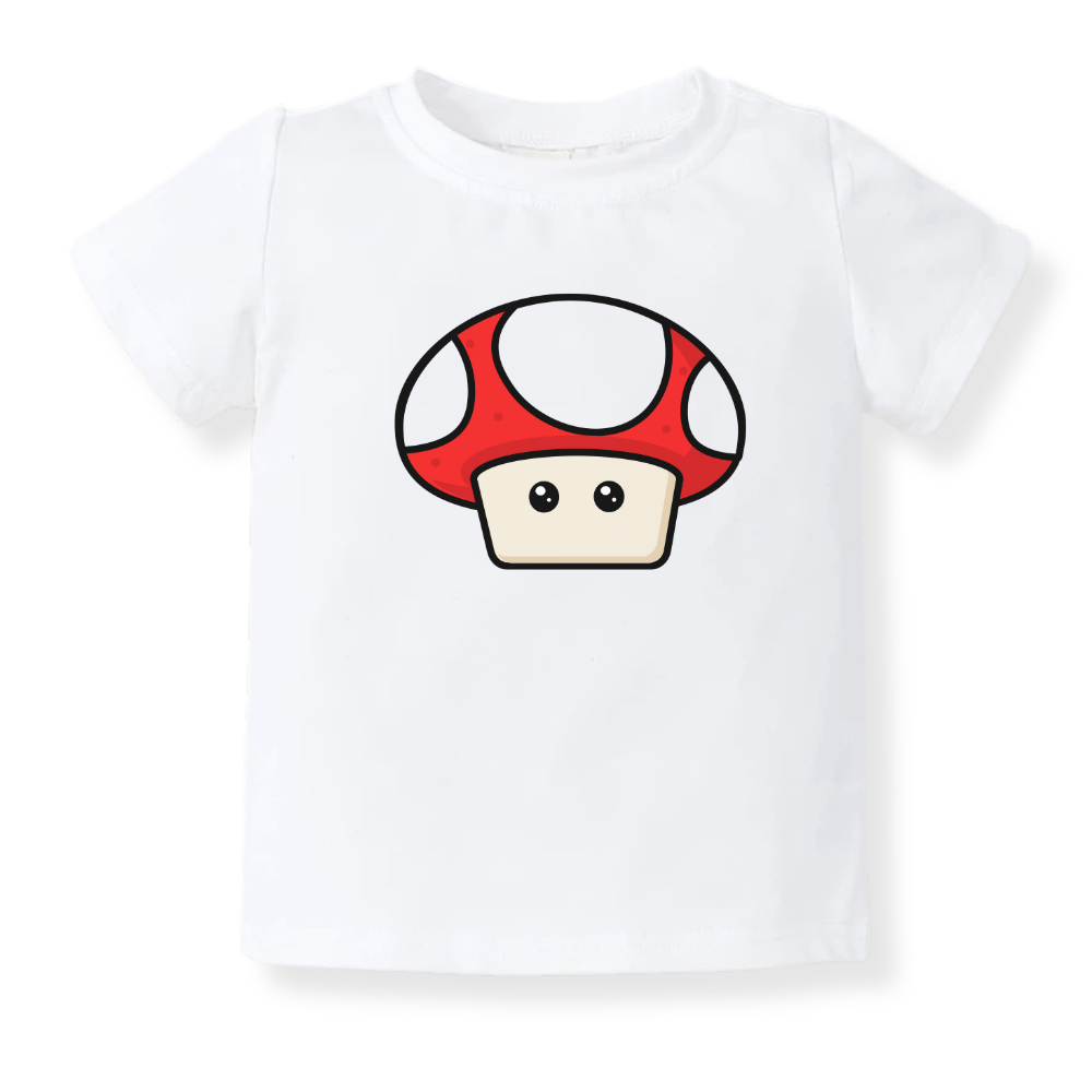 Red Mushroom Tshirt, Cute Mushroom Baby Bodysuit