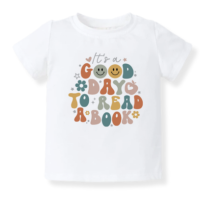 It's A Good Day to Read a Book Tshirt for Kids Shirt Retro Baby Bodysuit, Flower School Tshirt