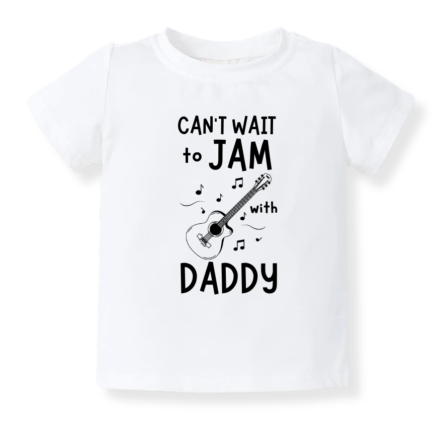 Baby Bodysuit, Kids & Toddler T-Shirt – 'Can't Wait to Jam with Daddy' Guitar Design Gift for New Dads