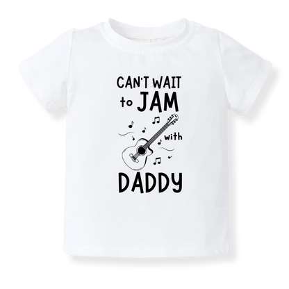Baby Bodysuit, Kids & Toddler T-Shirt – 'Can't Wait to Jam with Daddy' Guitar Design Gift for New Dads