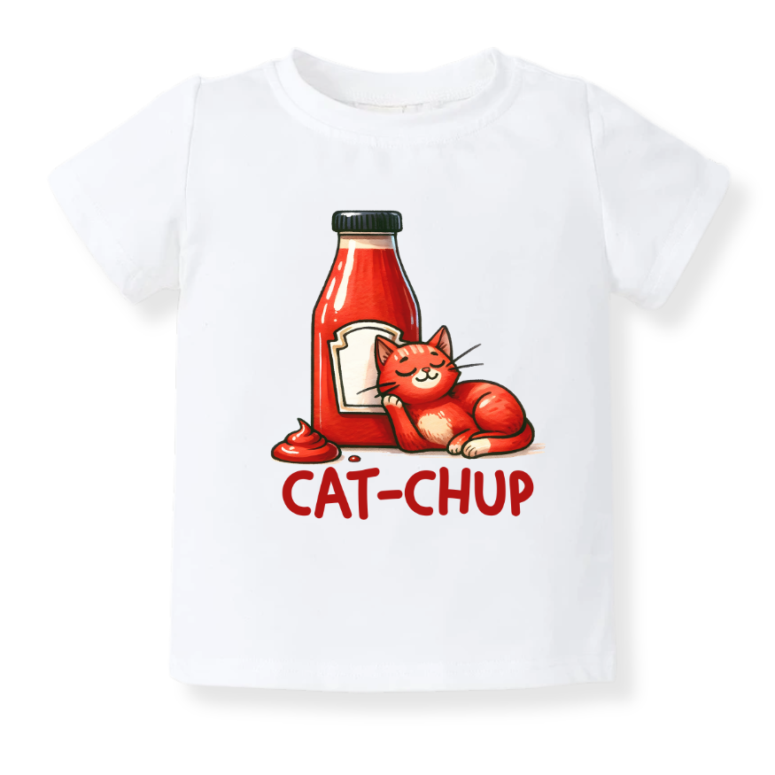 Cat-chup Funny Cat Baby Bodysuit – Cute Ketchup Kids T-Shirt Toddler Tee, Cat Lover Outfit