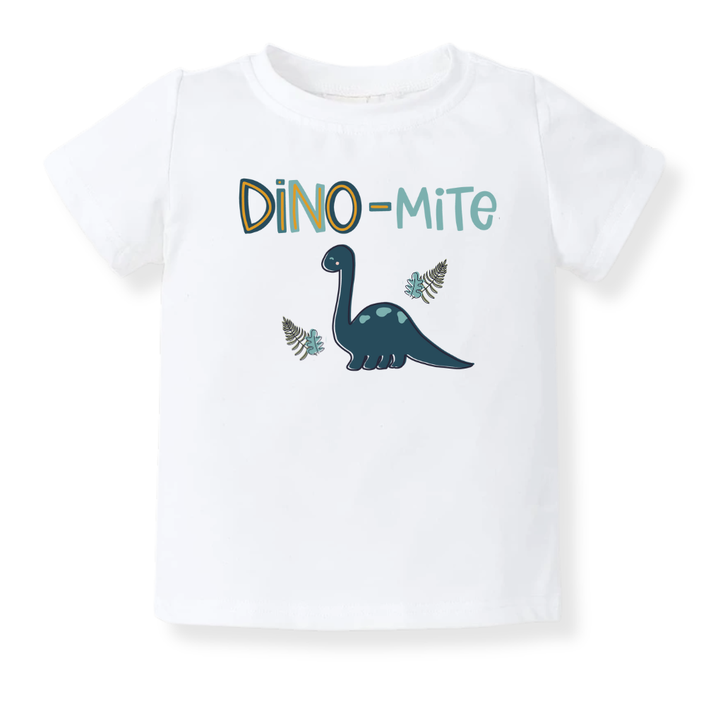 Dino-mite Dinosaur Tshirt Dino Baby Bodysuit Toddler & Kids T-Shirt, Dinosaur Outfit