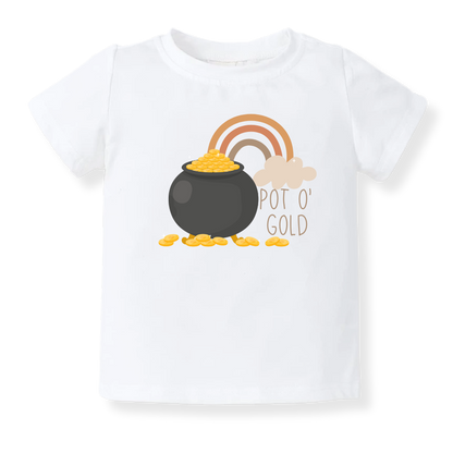Pot o' gold Boho Rainbow Baby Bodysuit = Tshirt for Kids & Toddler Tee, Baby Gift for Newborn Outfit