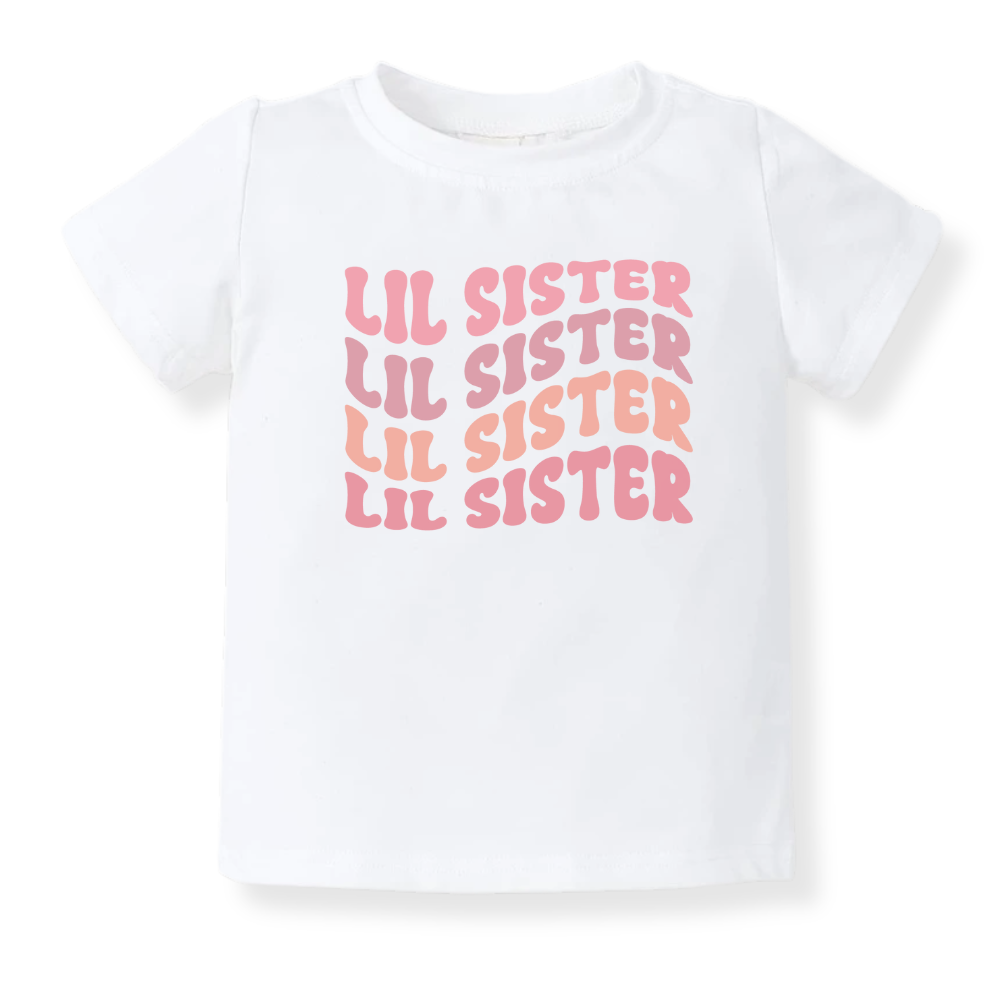 Little Sister Baby Bodysuit Pastel Pink Sister Tshirt for Kids Siblings Tee, Big Sister Surprise