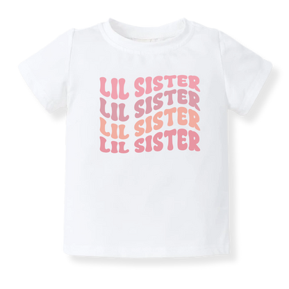 Little Sister Baby Bodysuit Pastel Pink Sister Tshirt for Kids Siblings Tee, Big Sister Surprise