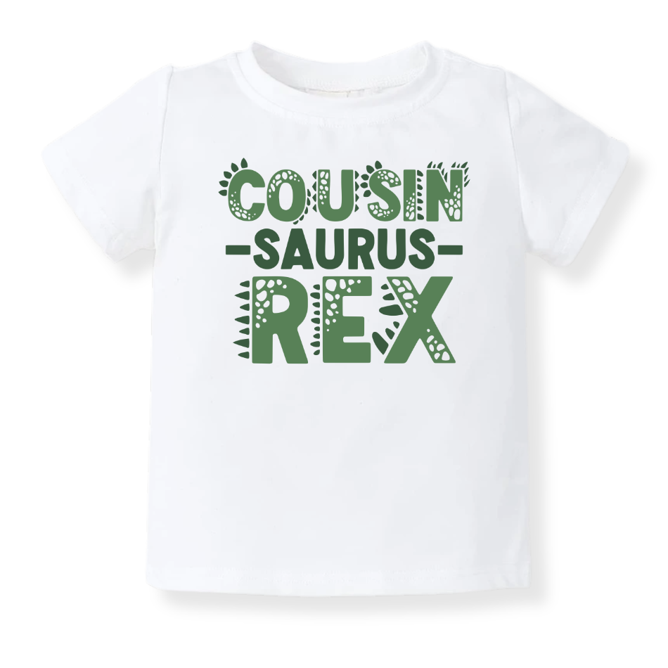 cousin saurus baby bodysuit cousin announcement t-shirt baby onesie for cousin reveal kids t-shirt dinosaur design cousin announcement outfit baby bodysuit with dinosaur print kids cousin reveal clothes