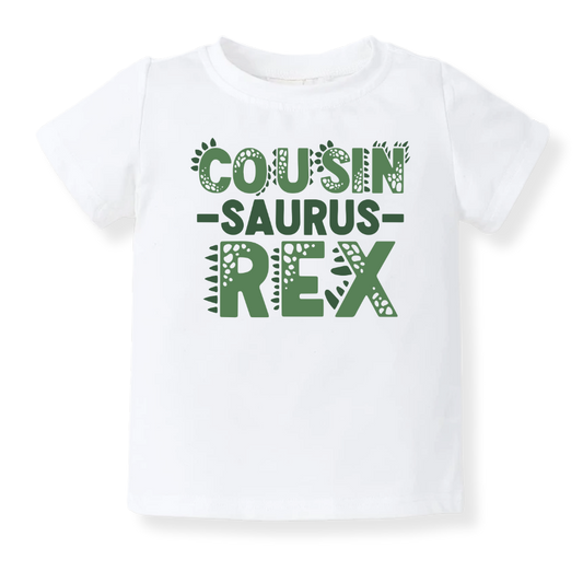 cousin saurus baby bodysuit cousin announcement t-shirt baby onesie for cousin reveal kids t-shirt dinosaur design cousin announcement outfit baby bodysuit with dinosaur print kids cousin reveal clothes