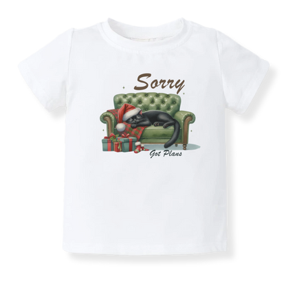 Sorry Got Plans Cat Christmas Baby Bodysuit Funny Tshirt for Kids Toddler Tee Christmas Gift for Baby Clothes
