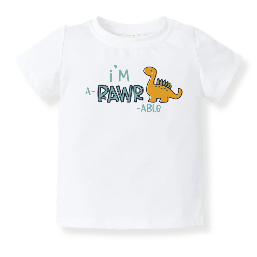I'm A-Rawr-Able Dinosaur Tshirt Dino Baby Bodysuit Toddler & Kids T-Shirt, Dinosaur Outfit