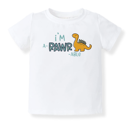 I'm A-Rawr-Able Dinosaur Tshirt Dino Baby Bodysuit Toddler & Kids T-Shirt, Dinosaur Outfit