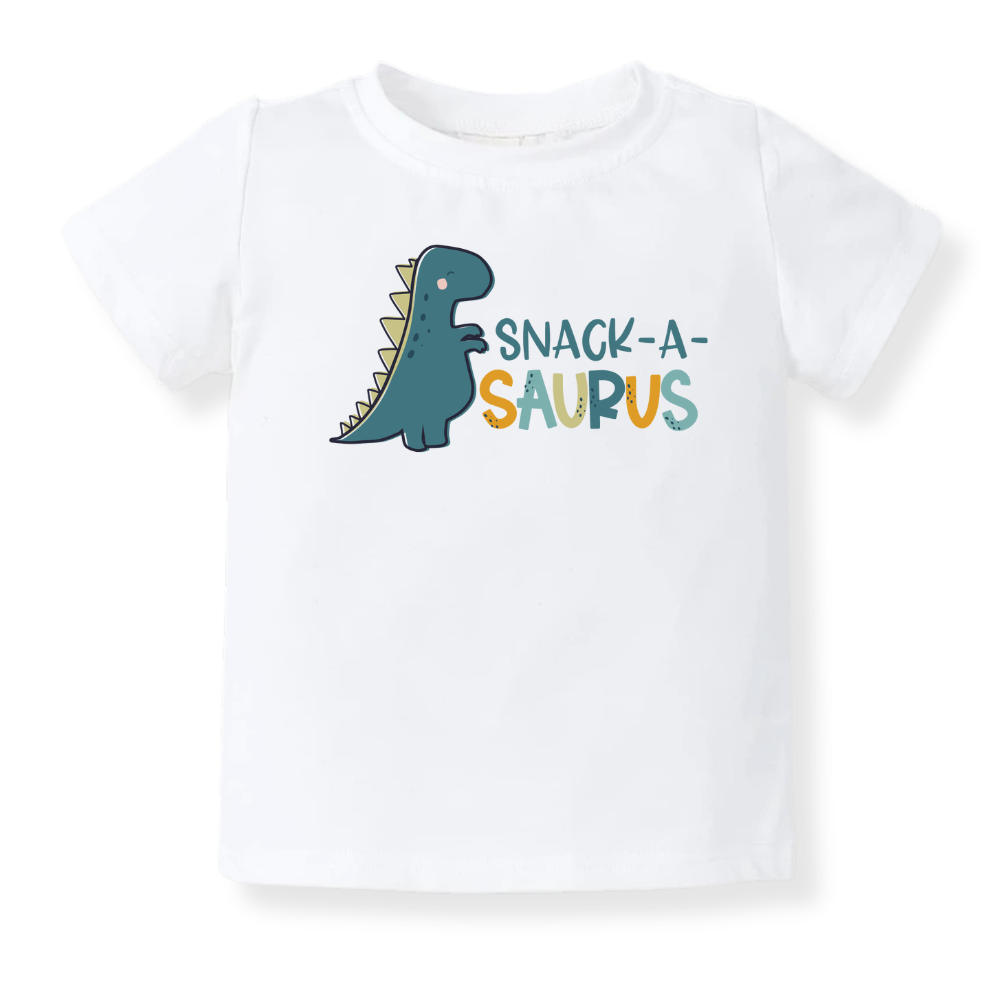 Snack-a-saurus Dinosaurs Baby Bodysuit Toddler & Kids T-Shirt, Dino Baby Clothes, Dino Shirt for Boys