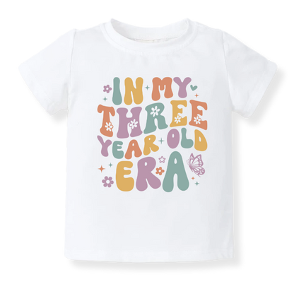 Three Years Old Tshirt for Kids, Retro Toddler & Kids T-Shirt, Clothes Birthday Gift for Girl Third Birthday Outfit