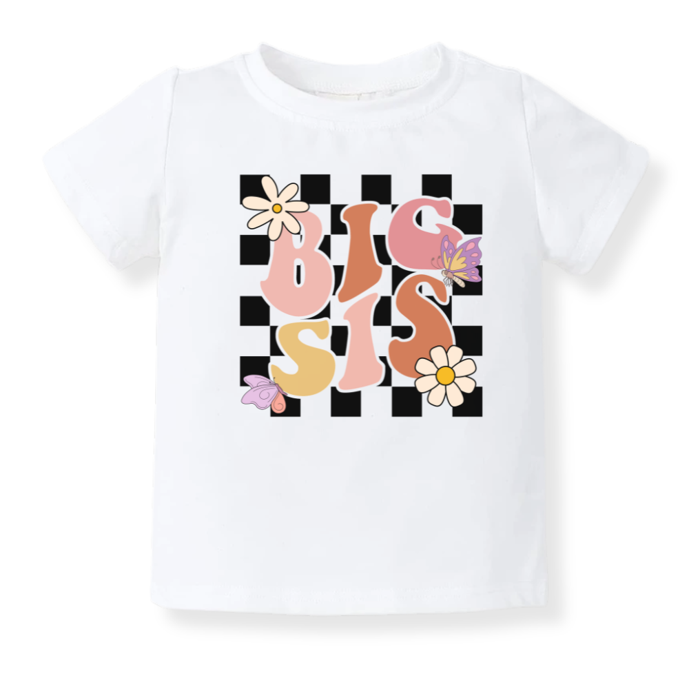 Retro Big Sis Tshirt Cute Sister Tee Big Sister Outfit for Girls