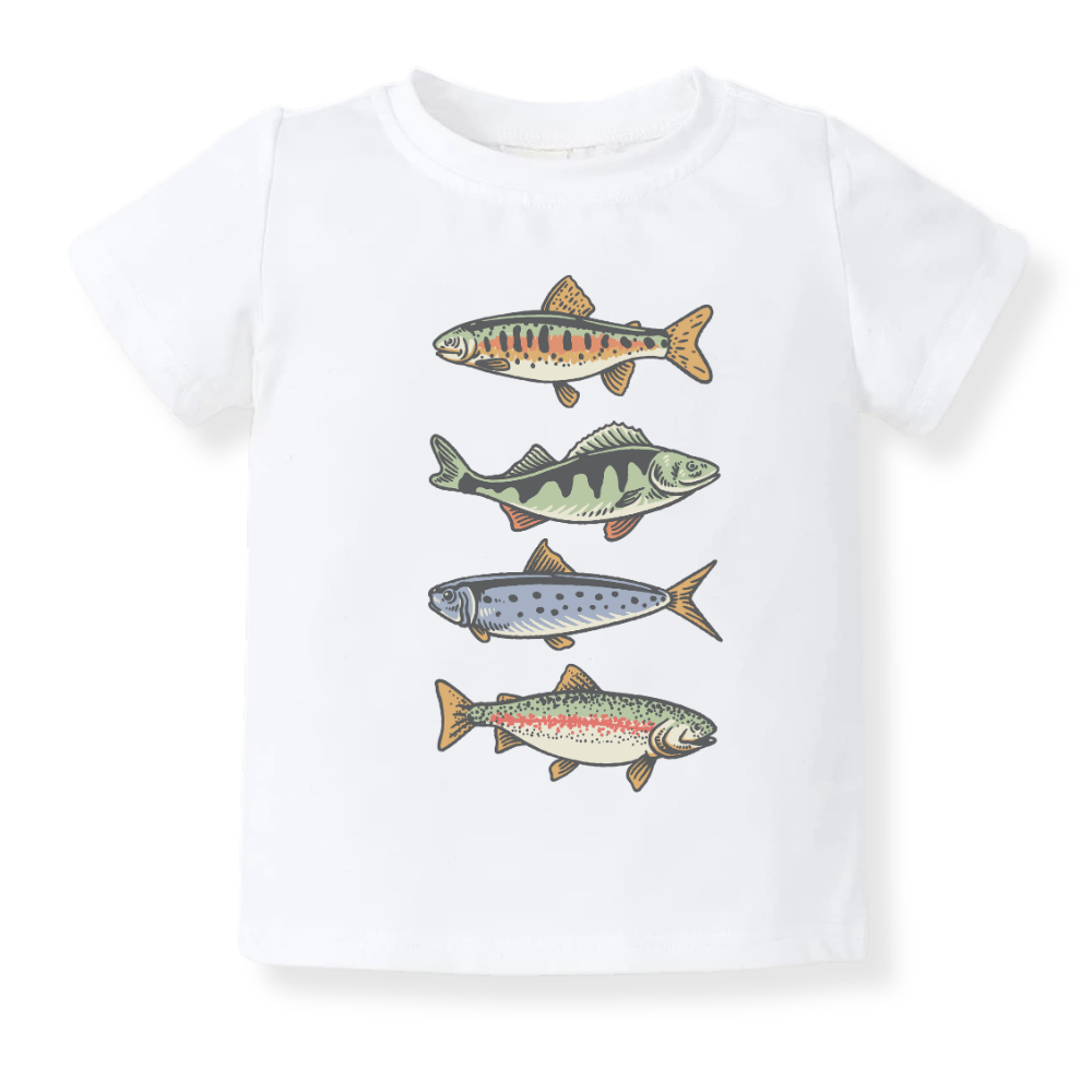 Trout Fish Baby Bodysuit Fishing Tshirt for Kids Toddler Tee Fishing Outfit Fish Sweater