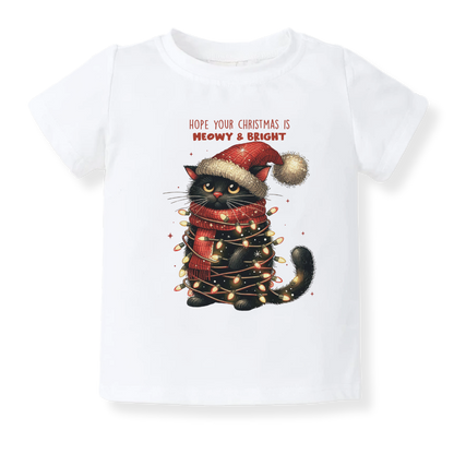 Meowy and Bright Christmas Baby Bodysuit, Kids & Toddler T-Shirt – Cat Clothes Funny Christmas Outfit