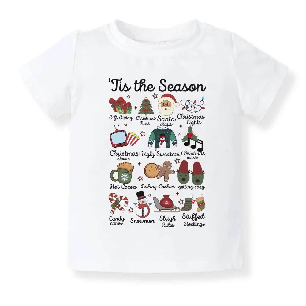 Tis The Season Tshirt Christmas Baby Bodysuit, Kids & Toddler T-Shirt – Christmas Outfit
