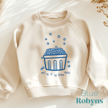 Meet Me at the Farmers Market Blueberry Basket Shirt – Baby Onesie | Toddler & Kids Tee | Unisex Summer Outfit