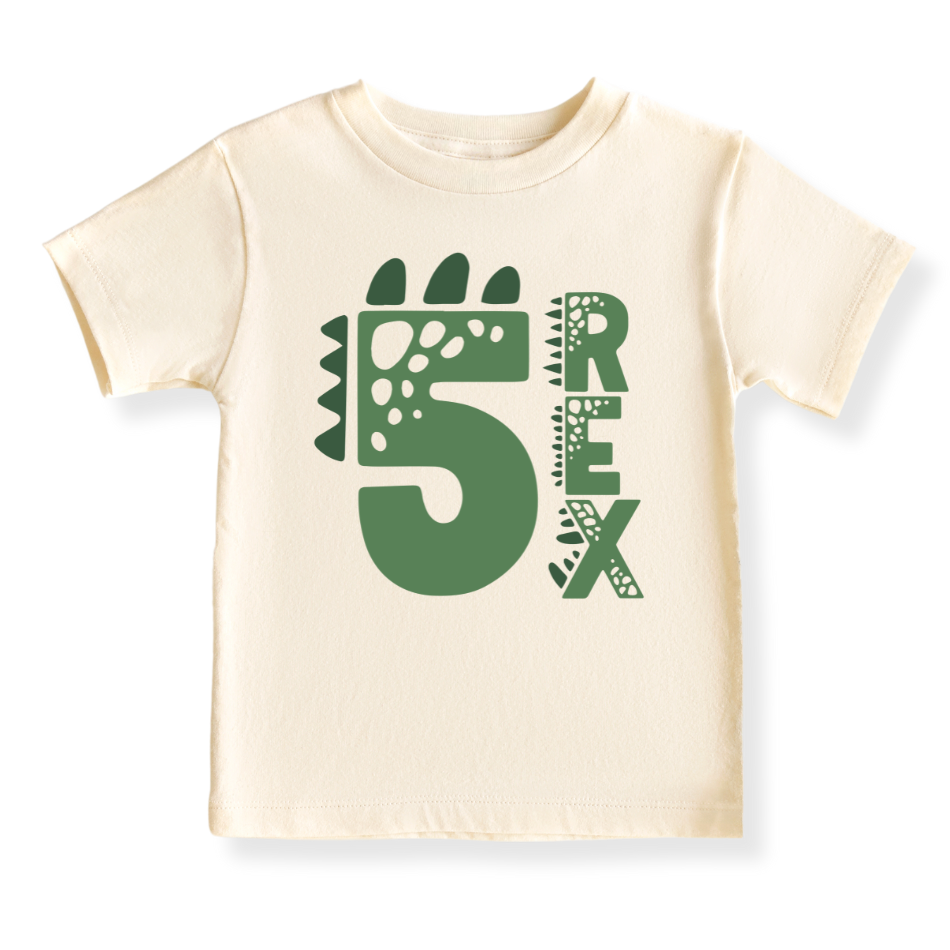 Five Rex Brithday Tshirt for Kids, 5th Birthday Outfit for Boys Shirt, Dinosaur Tshirt T-Rex Tee
