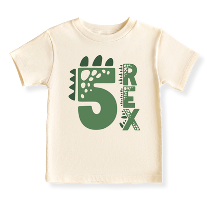 Five Rex Brithday Tshirt for Kids, 5th Birthday Outfit for Boys Shirt, Dinosaur Tshirt T-Rex Tee