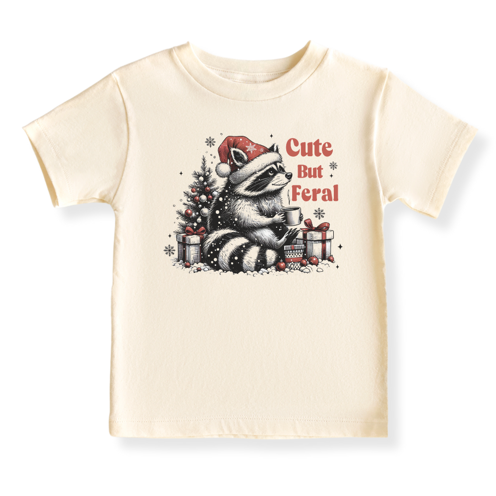 baby onesie onsie clothes girl boy funny newborn gifts outfit toddler infant apparel shirt baby shower kids unisex bodysuit little cute cool clothing christmas xmas merry and bright cute but feral racoon wild animals