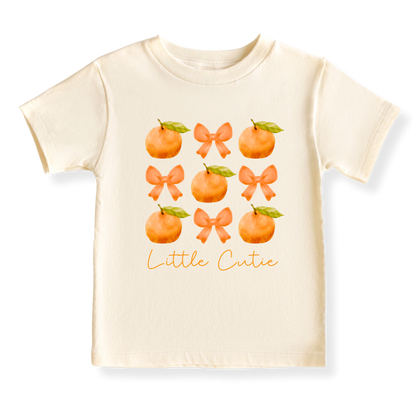 Little Cutie Baby Bodysuit with Cute Bows & Orange Design – Custom Baby Clothes, Unisex Newborn Gift, Kids & Toddler T-shirt