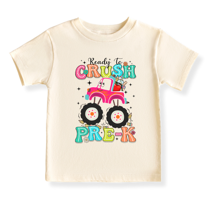 Ready to Crush Pre-K Tshirt – Truck Kids T-Shirt Toddler Tee, Preschool Outfit, Back-to-School Shirt