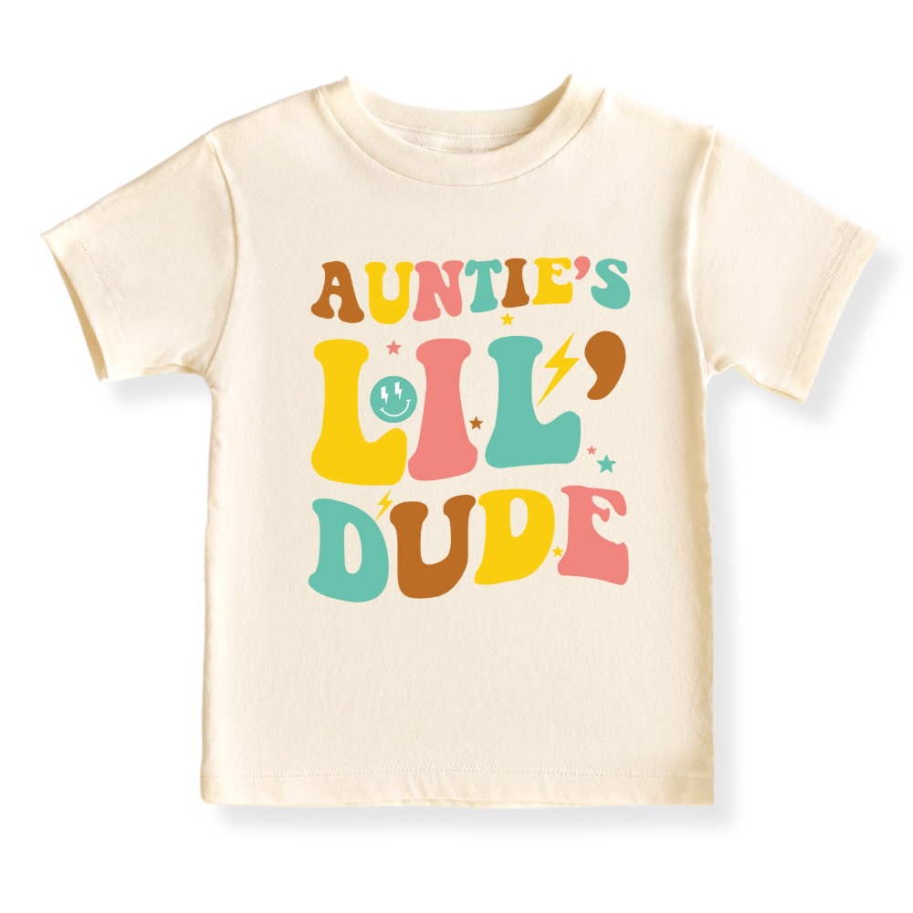 Auntie's Lil Dude Baby Bodysuit Toddler & Kids T-Shirt, Gift for Nephew Tshirt Cute Boys Clothes