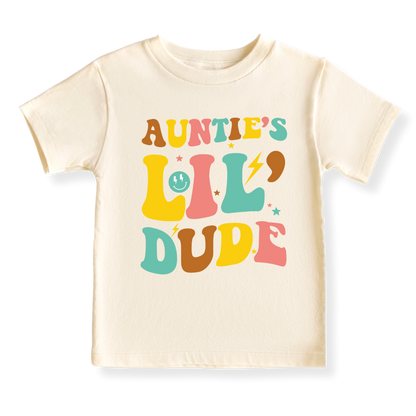 Auntie's Lil Dude Baby Bodysuit Toddler & Kids T-Shirt, Gift for Nephew Tshirt Cute Boys Clothes