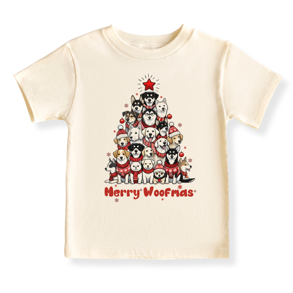 Merry Woofmas Tshirt Cute Baby Bodysuit, Kids & Toddler T-Shirt – Dog Lovers Outfit Xmas Tee