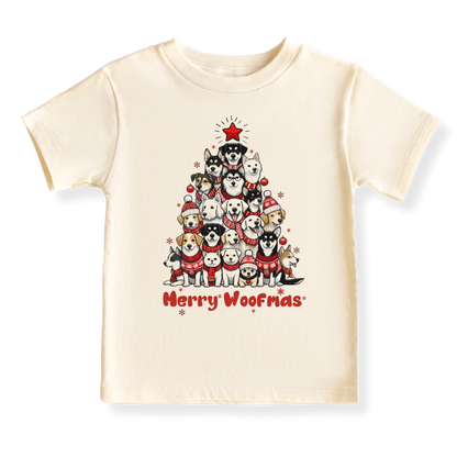 Merry Woofmas Tshirt Cute Baby Bodysuit, Kids & Toddler T-Shirt – Dog Lovers Outfit Xmas Tee