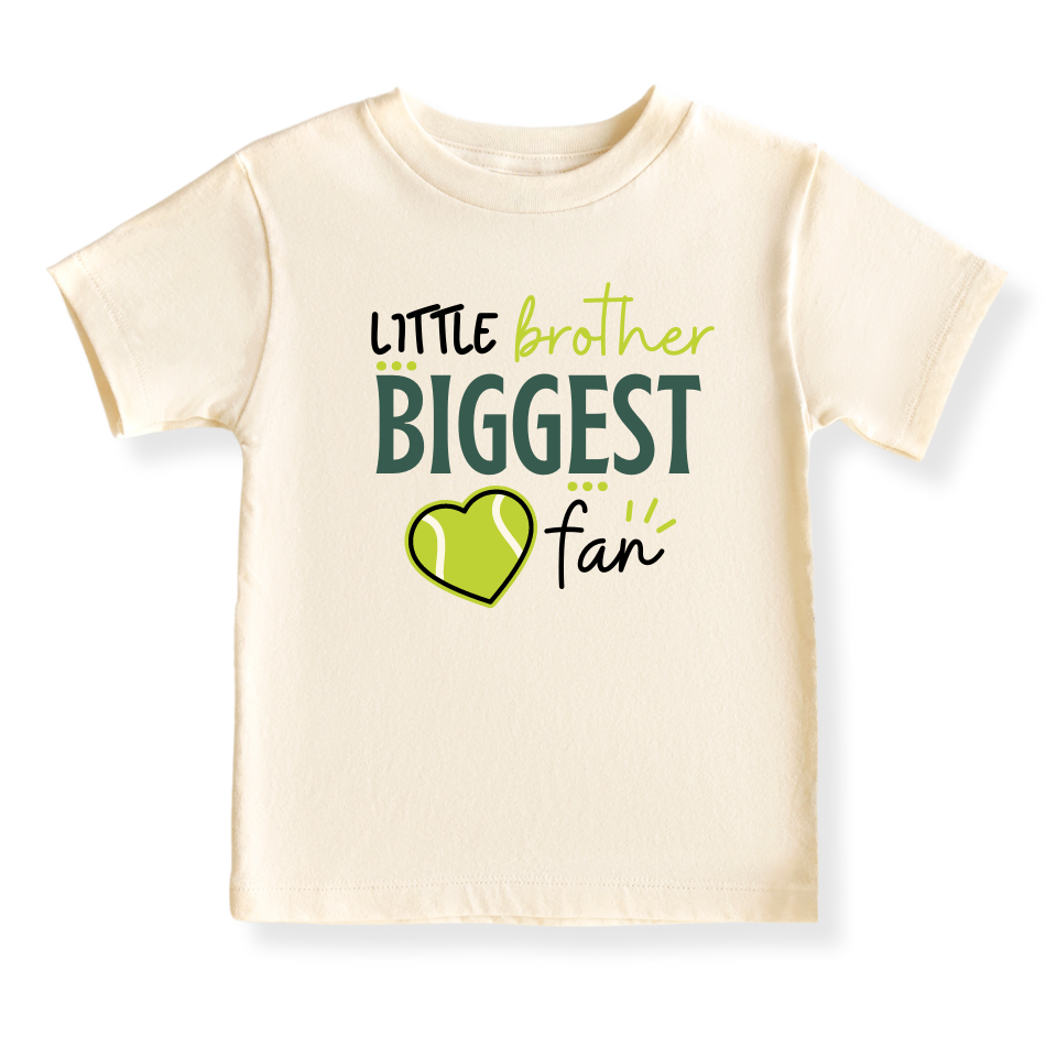 Little Brother Biggest Fan Tennis Shirt for Kids Toddler Tee Big Brother Shirt