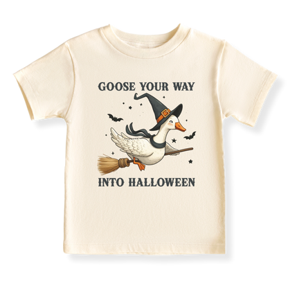 Goose Your Way Into Halloween Shirt Baby Bodysuit with Goose Design Toddler Halloween T-Shirt Kids Halloween Goose Shirt Goose on Broom Halloween Outfit Baby Halloween Bodysuit Cute Halloween Outfit
