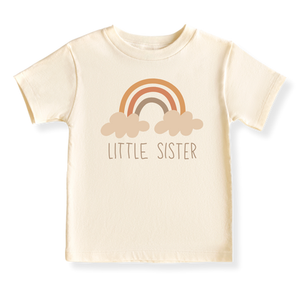 Little Sister Boho Rainbow Baby Bodysuit Sister Tshirt for Kids Siblings Tee, Baby Gift for Newborn Outfit
