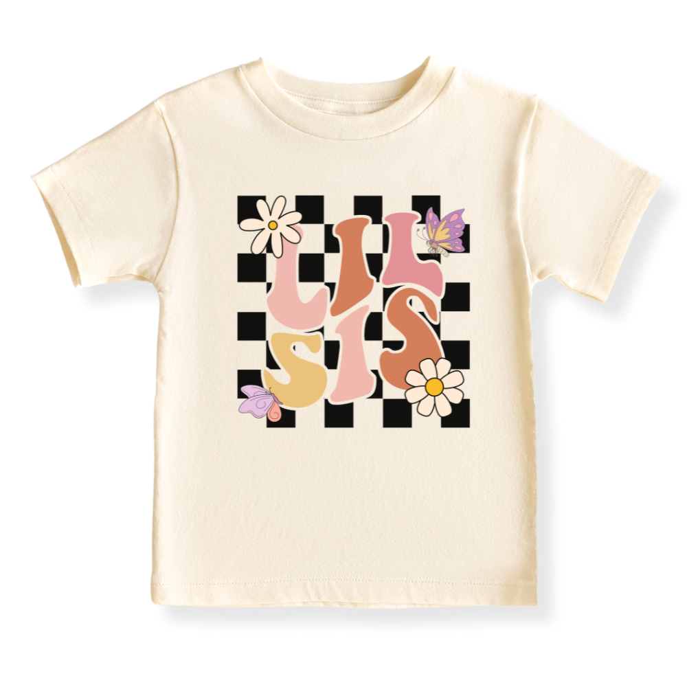 Retro Lil Sis Baby Bodysuit Cute Sister Tee Little Sister Outfit for Girls