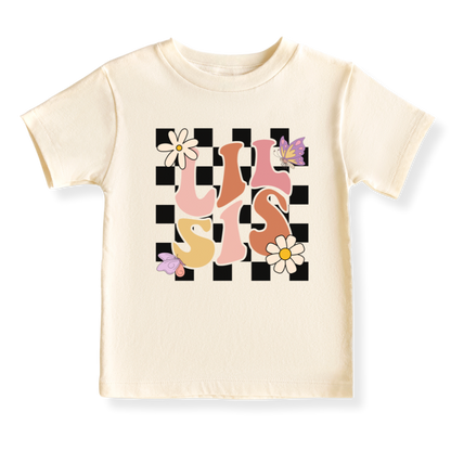 Retro Lil Sis Baby Bodysuit Cute Sister Tee Little Sister Outfit for Girls